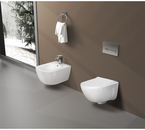 Унитаз-биде подвесной безободковый Aquanet Дива 510х350х360 мм сиденье soft-close со смесителем AQ2012B-00