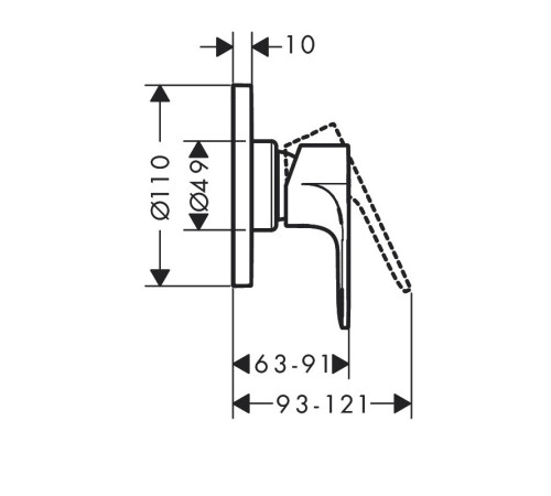 Смеситель для душа hansgrohe Rebris E скрытого монтажа комплект матовый черный 72659670S