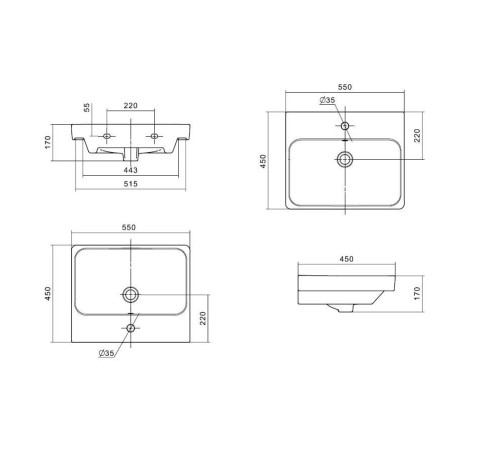 Комплект AQUATON Сканди 55 тумба Белый, раковина Адриана 55 1A2517K0SD010