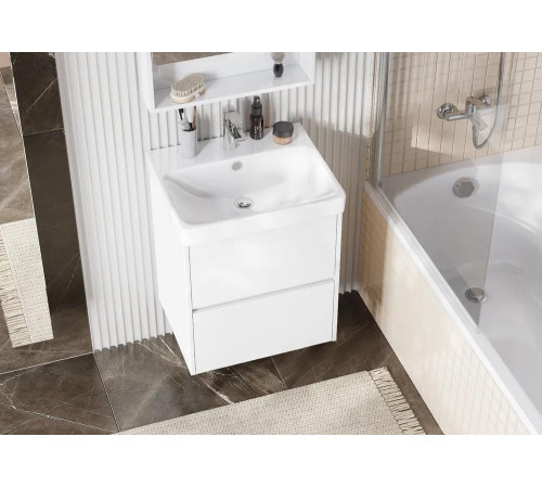 Комплект AQUATON Сканди 55 тумба Белый, раковина Адриана 55 1A2517K0SD010