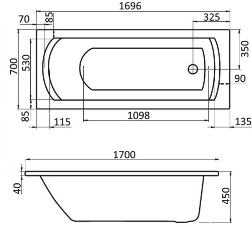 Ванна акриловая прямоугольная Santek Монако 170х70 см 1.WH11.1.979