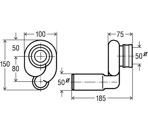 Сифон для писсуара Viega вакуумный 50 мм горизонтальный отвод модель 3233.9 492465