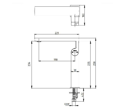 Смеситель для раковины TRES ICON 230 102188044HEX