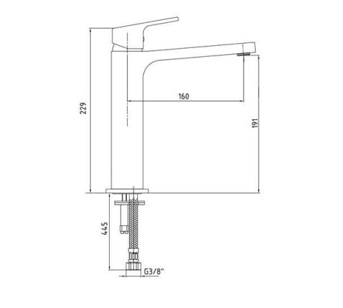 Смеситель для раковины TOPAZ TIERA 191 мм матовый черный 102188003C1EX