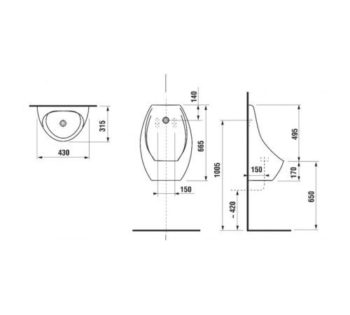 Писсуар с ИК-сенсором Roca Access задний подвод воды ZRU9310181