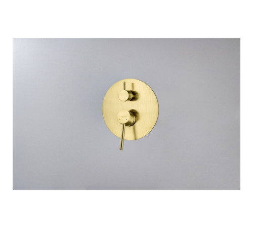 Смеситель для ванны встраиваемый Aquanet Европа 2 режима внешняя и скрытая часть шлифованное золото AQ1346BG