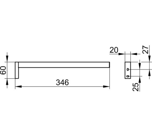 Полотенцедержатель одинарный неповоротный KEUCO EDITION 90 Square 346 мм хром 19122010000