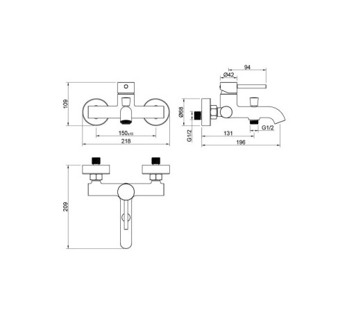 Смеситель для ванны Aquanet Европа AQ1340BGM оружейная сталь AQ1340BGM