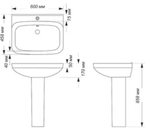 Умывальник пьедестальный VitrA Next 60 см белый WB.PD/Next/60-C/WHT.G/S1
