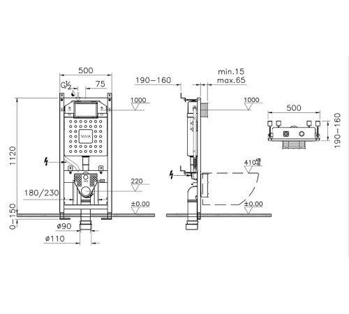 Система инсталляции для унитаза VitrA V12 3/6 л глубина 12 см 762-5800-01