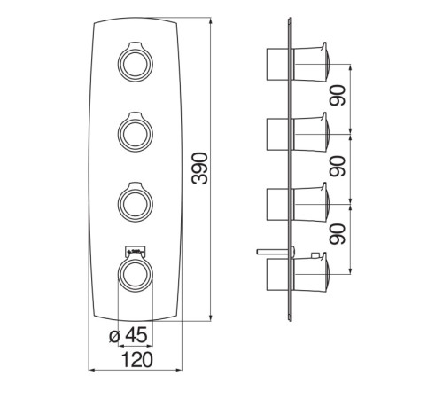 Смеситель термостатический для ванны TopZero Sofi 4 выхода внешняя часть золото SI98104GDP