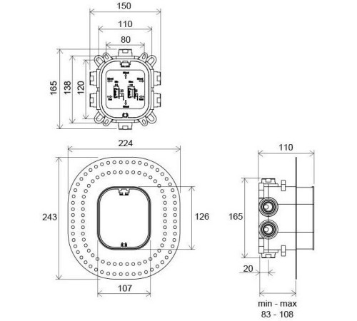 Скрытая часть смесителя Ravak R-box Vari RB 072.50 X070139