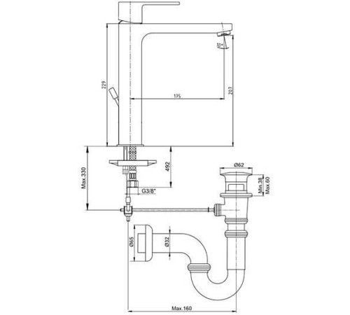 Смеситель для раковины TRES NITA 207 102188048EX