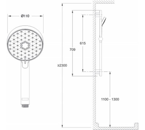 Душевой гарнитур Jacob Delafon Awaken Geometric 60 см E99898RU-CP
