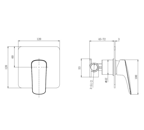 Смеситель для душа Aquatek Вега внешняя и скрытая часть черный матовый AQ1066MB