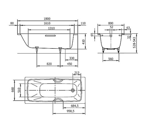 Ванна стальная KALDEWEI Cayono Мод. 751 180х80 см белая 275100010001