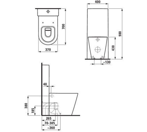 Унитаз напольный приставной LAUFEN Kartell by Laufen белый 8.2333.1.000.000.1