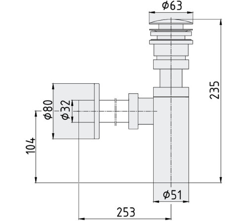 Сифон для раковины E.C.A. матовый черный 102119055C1EX