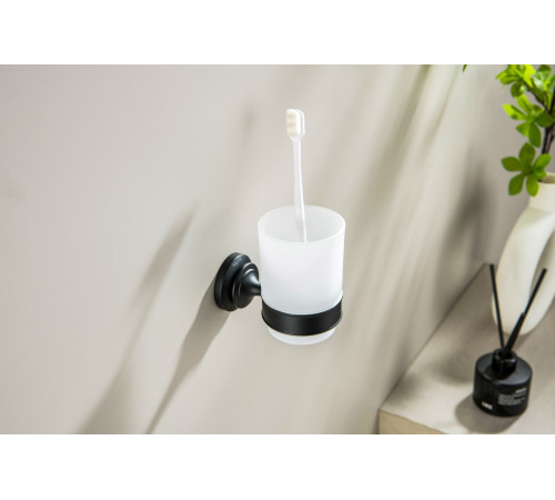 Стакан с держателем Aquatek Классик матовый черный AQ4504MB
