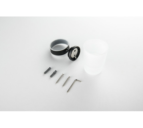 Стакан с держателем Aquatek Классик матовый черный AQ4504MB