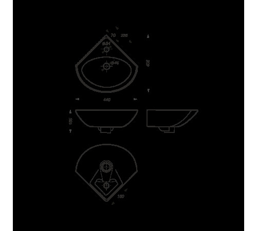 Умывальник угловой Veer ВКС белый S1 WB.CR/Veer/23-C/WHT.G/S1