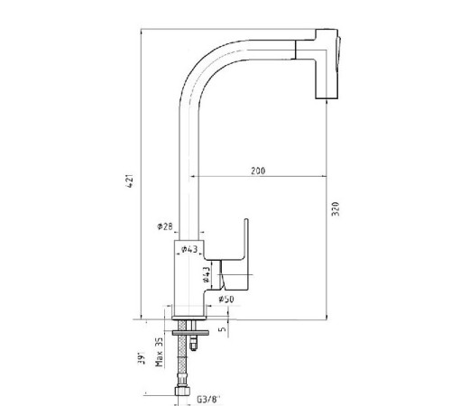 Смеситель для кухни E.C.A. Nita 102118127EX