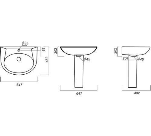 Умывальник пьедестальный VitrA Classic 65 Белый WB.PD/Classic/65-C/WHT.G/S1