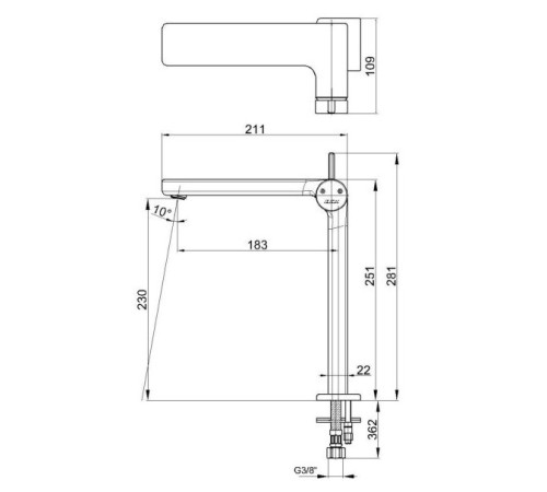 Смеситель для раковины TRES PURITY 230 102188046HEX