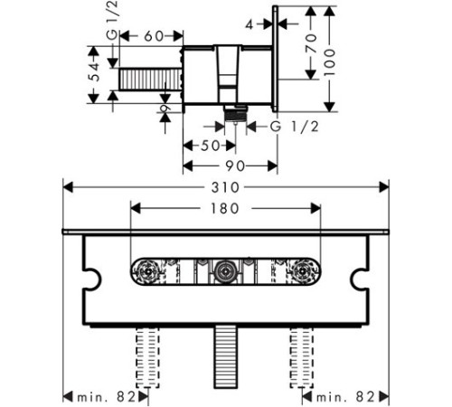 Шланговое подсоединение с полкой и держателем hansgrohe FixFit Porter 300 белый/хром 26456400