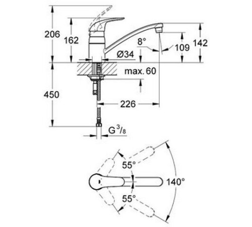 Смеситель для кухонной мойки Grohe Euroeco хром 32750000
