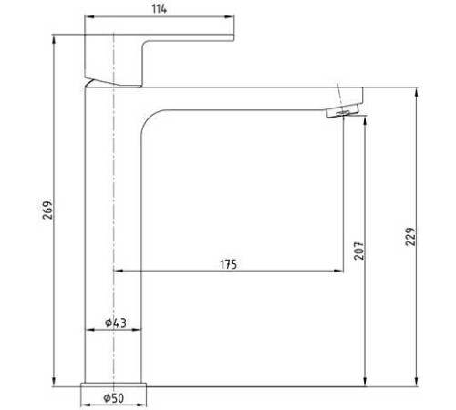 Смеситель для раковины TRES NITA 207 без донного клапана 102188035EX