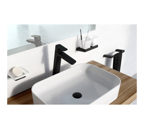 Смеситель для умывальника RAVAK 10° Free TD F 015.20 высокий без донного клапана черный X070151