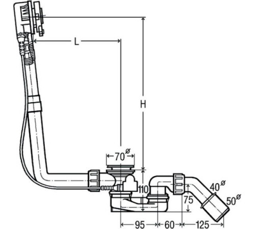 Слив-перелив с наливом Viega Multiplex Trio для ванн с центральным сливом хром 6161.62 727970