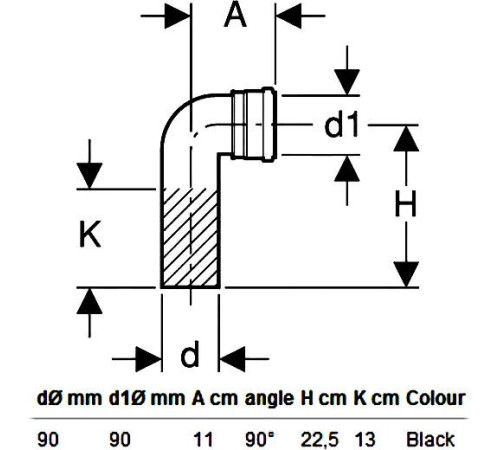 Соединительное колено для унитаза Geberit 90° d90 мм 366.061.16.1