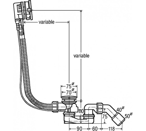 Слив-перелив с наливом Viega Simplex Trio Visign MT5 560 x 40/50 мм 6166.41 728007