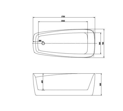 Ванна акриловая отдельностоящая Aquanet ПАОЛА 1700x780x600 мм со сливом и ножками AQ-190778