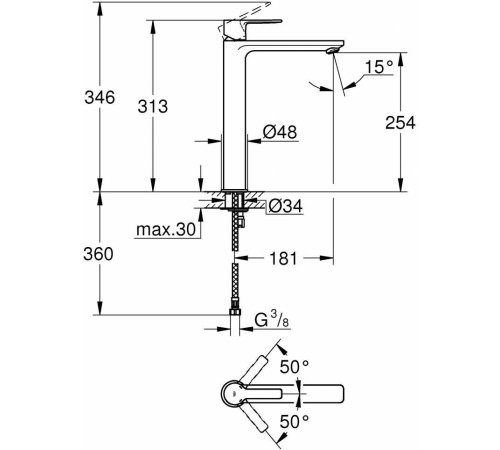 Смеситель для раковины GROHE Lineare New свободностоящий хром 23405001