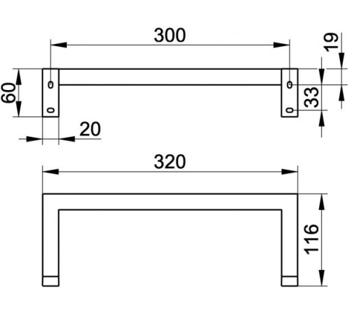 Полотенцедержатель KEUCO EDITION 90 Square 320 мм хром 19121010000