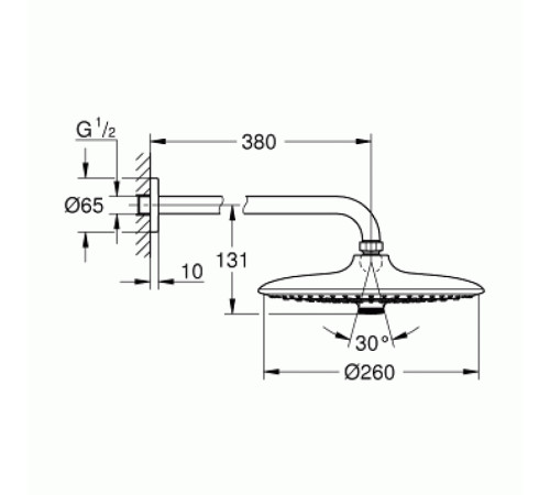 Верхний душ с кронштейном 380 мм GROHE Euphoria 260 хром 26459000