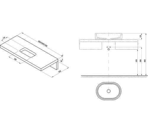 Столешница под раковину RAVAK L 1200 мм темный орех X000000838