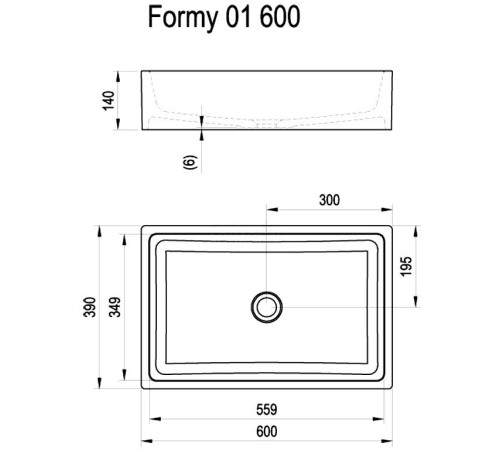Умывальник RAVAK Formy 01 600 600x390 мм белый без перелива XJL01260000