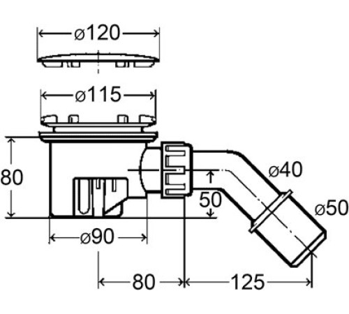Сифон для душевого поддона Viega Tempoplex 90 мм хром 364786