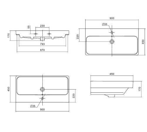 Тумба-умывальник с раковиной Aquaton Сканди 90 Белый / Дуб Верона 1A2519K0SDB20