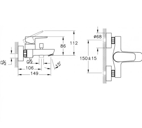 Смеситель для ванны VitrA Flow Soft хром A42946EXP