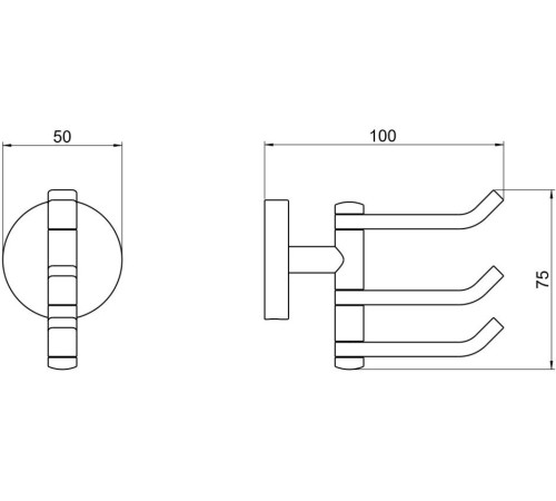 Крючок тройной Aquanet БЕТТА матовый черный AQ4632MB