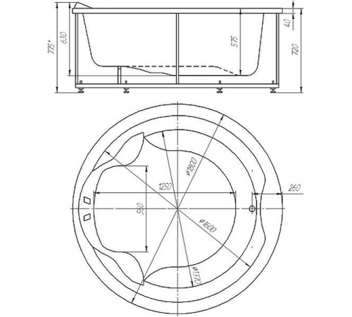 Ванна акриловая Radomir Аура 180х80 см с фронтальным экраном AUR180-0000033