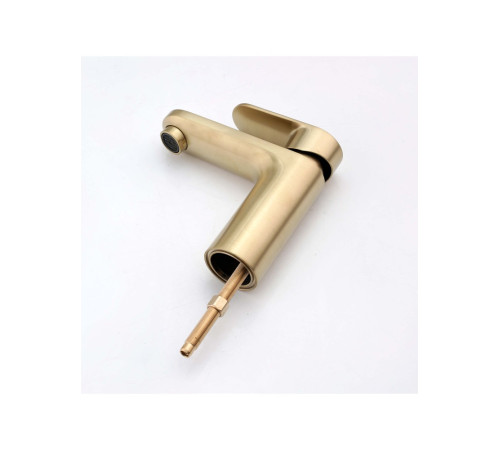 Смеситель для раковины Aquanet Ника с гигиеническим душем шлифованное золото AQ1812BG