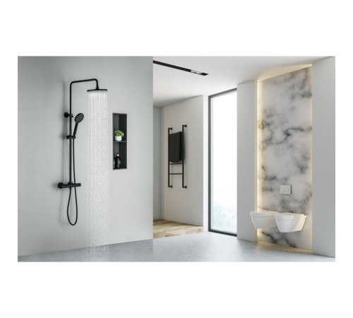 Душевая система with термостатом Aquatek Европа 220 мм матовый черный AQ2343MB