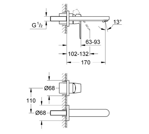 Внешняя часть смесителя для раковины GROHE Eurosmart Cosmopolitan хром 19381000