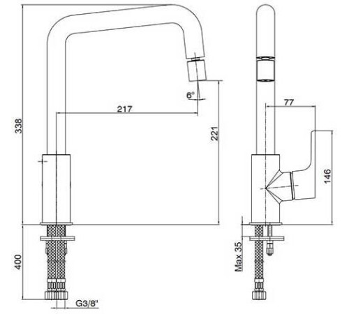 Смеситель для кухни E.C.A. Luna 102118044EX
